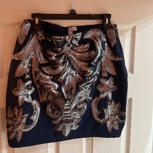 Navy, silver, and gold skirt